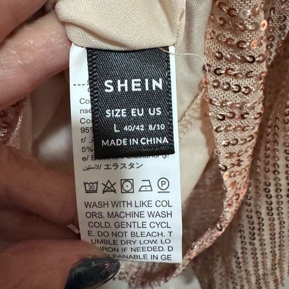 SHEIN - Champagne Sequin Long Sleeve Top - size M - NWOT - Picture 10 of 16